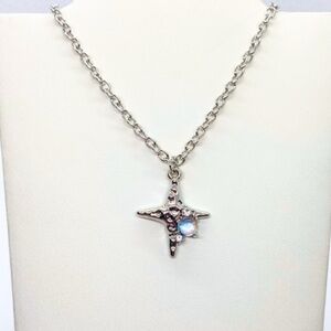 Necklace Star Cross Christian Spiritual Moon Stone Celestial Witchy Goth Boho